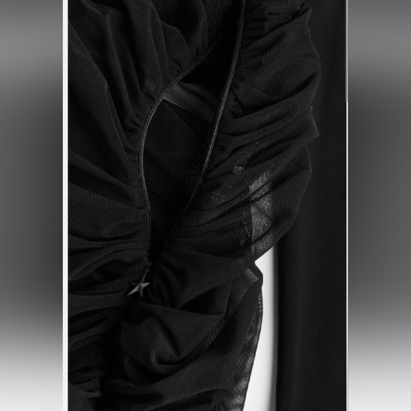 NWT Mugler x HM Limited Edition gathered one-shoulder black mini dress, sz small - Picture 3 of 9